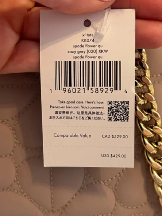 kate spade Quilted Leather Tote in Blush with Gold Chain Straps - Picture 2 of 9